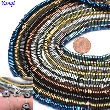 

Yanqi Natural Stone Triangle Sliced Chip Shape Hematite Beads Flat Triangle Loose Beads For Jewelry Making DIY 6*1.5mm130pcs