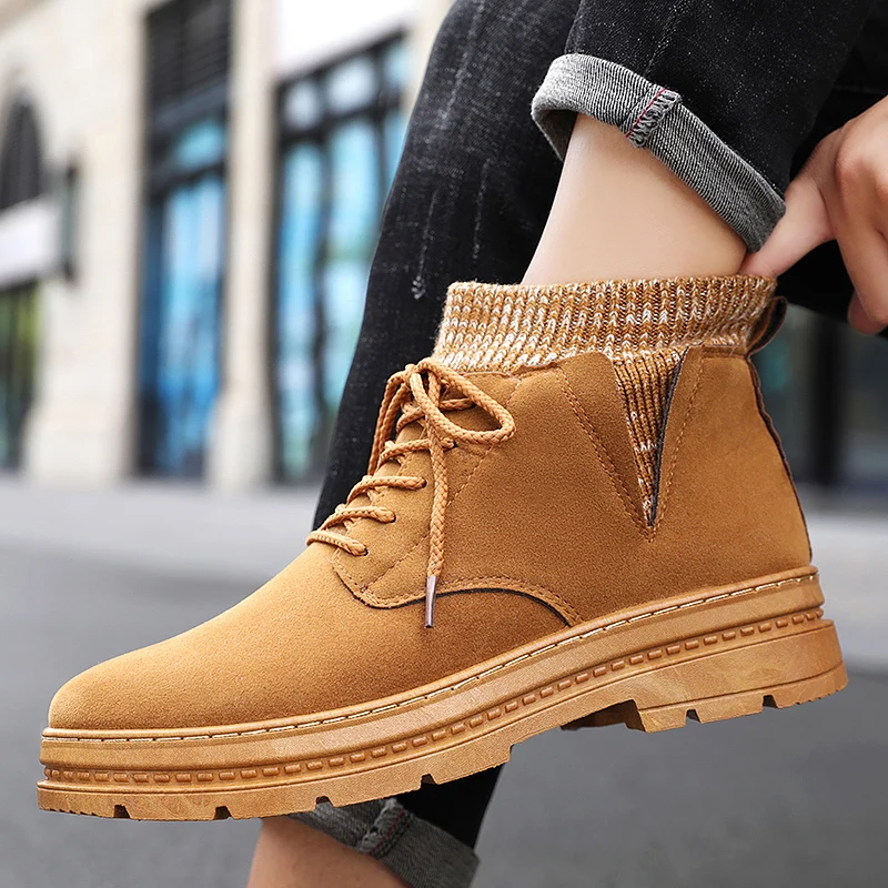 Зимние ботинки; мужские шерстяные носки; Ботинки martin; уличная мода; botas hombre; Мужская Осенняя Повседневная обувь; chaussure homme