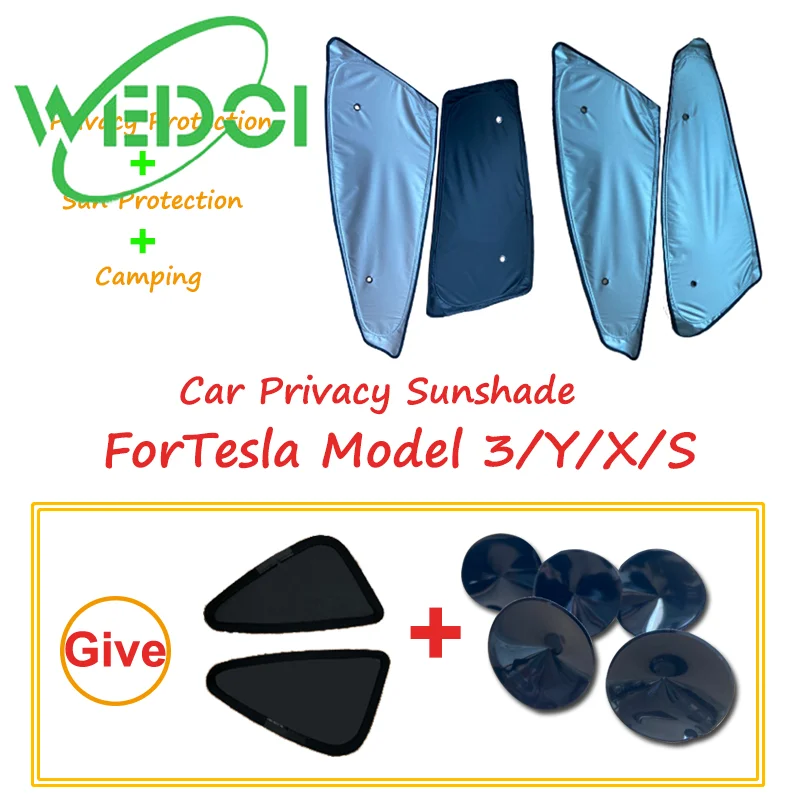 

Car Sunshade for Tesla Model 3/Y/S/X Camping Accessories Privacy Film Custom-Fit Sun Visors Sun Blinds 4PCS/SET