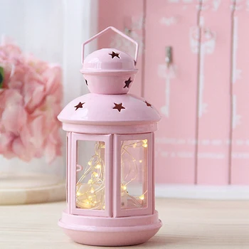 

Retro Iron Star Candlestick European Romantic Wedding Candle Holder Lantern Romantic Pink Decor Candlestick