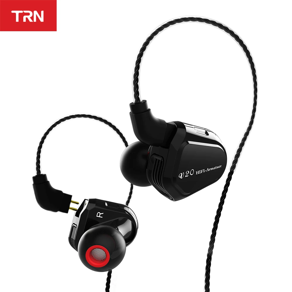 Гибридные наушники вкладыши TRN V20 DD BA Hi Fi диджейский монитор для бега и спорта