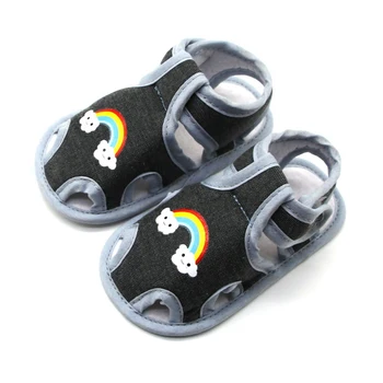 

Summer Infant Baby Shoes Sandals Rainbow Print Hollow Baby Sandals Cotton Soft Bottom Toddler Shoes Newborn First Walker