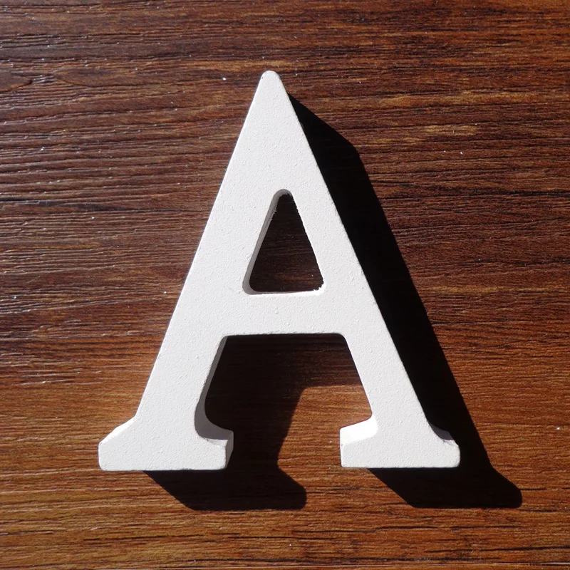 1pc White Wooden Letter English Alphabet DIY Personalised Name Design Art Craft Free Standing Heart Wedding Home Decor - Цвет: A