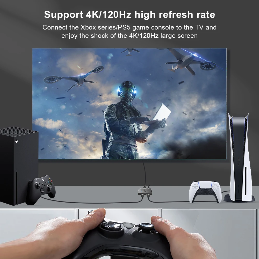 Conversor Direcional 120 do Divisor 8k @ 60hz 4k @ 2.1 hz para Xbox Ps5 Hdmi-compatível Ultra hd 8k 8k Interruptor de Alta Velocidade 48gbps em para Fora Comutadores KVM - Imagem 6