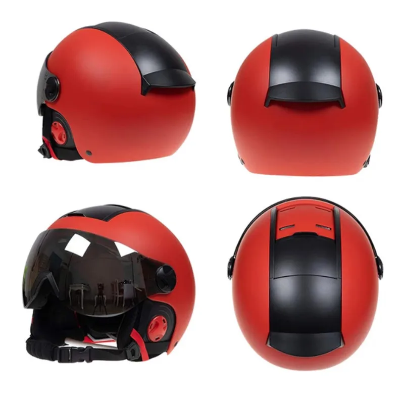 MOON Профессиональный полузакрытый лыжный шлем цельно-Формованный спортивный мужской женский Снежный Лыжный Сноуборд шлемы с защитными очками - Цвет: Red-Black