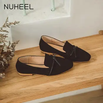 

NUHEEL women's shoes new spring fashion wild net red loafers square head low heel shoes women туфли женские