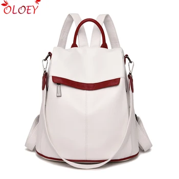 

2019 Fashion luxury Leather Feminina Backpacks Large Capacity Solid PU Ladies Shoulder Bag Woman Travel Bags sac a dos femme