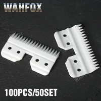WAHFOX 100PCS/50SET Fast Feed Replacement Ceramic Blades For Oster A5 Grooming Clippers Blade 18Teeth With Box 1