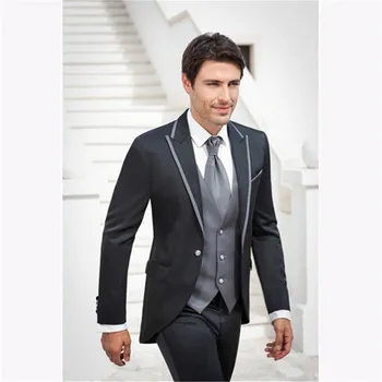 

New Classic Men’s Suit Smolking Noivo Terno Slim Fit Easculino Evening Suits For Men grey Groomsmen Wedding Tuxedo Business Offi