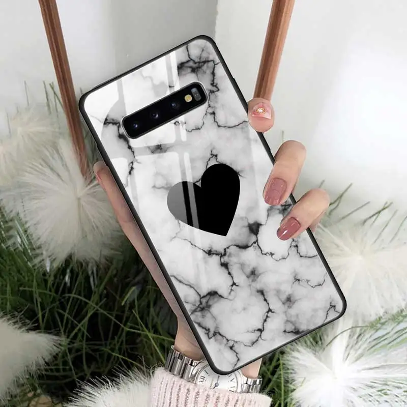 Мраморный Золотой Розовый блестящий чехол из закаленного стекла для samsung Galaxy S10 S10e S9 S8 Note9 Note 10 Plus 5G A50 A30 края из ТПУ