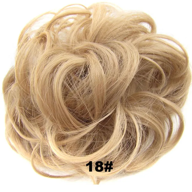 Jeedou Messy Chignon Donut Hair Bun Pad Elastic Hair Rope Rubber Band Synthetic Hairpiece Gary Brown Color 18