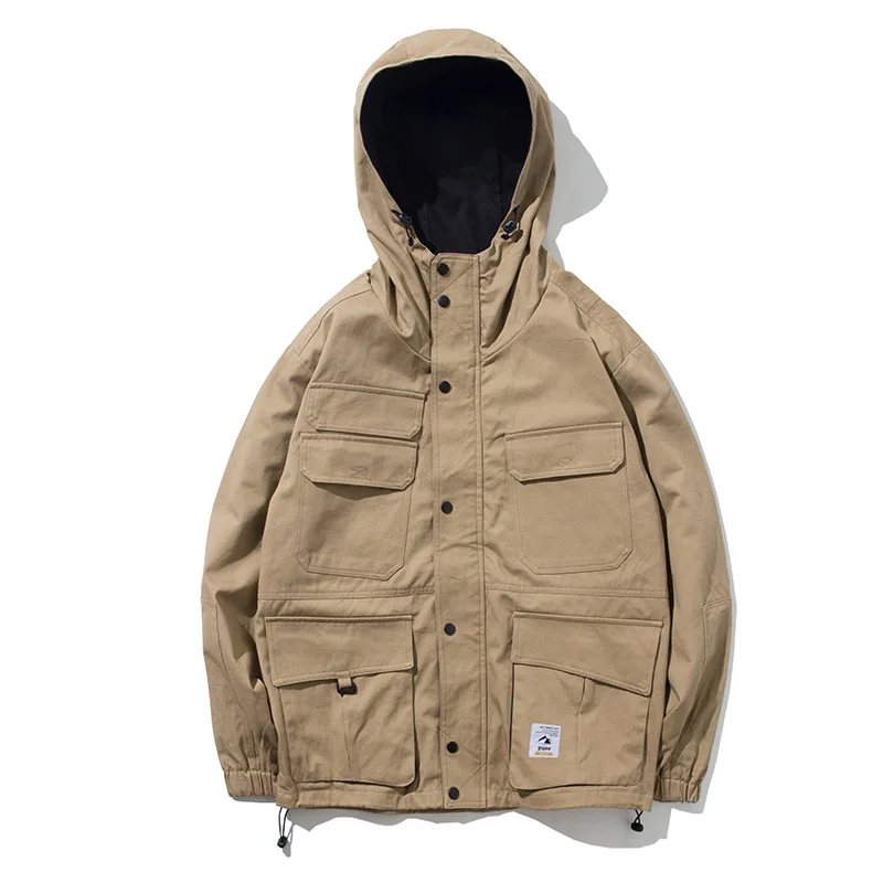

Luoye luo ye 2019 Autumn Multi-pockets Function Hooded Charge Coat Unisex Couples Loose-Fit Jacket 9438