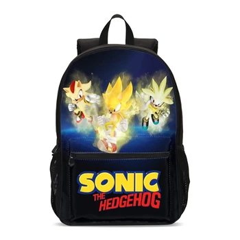 

Fashion Junior High School Backpack Boys Anime Sonic Print School Bags For Girls Black Backpack Teenagers Schoolbag Mochila