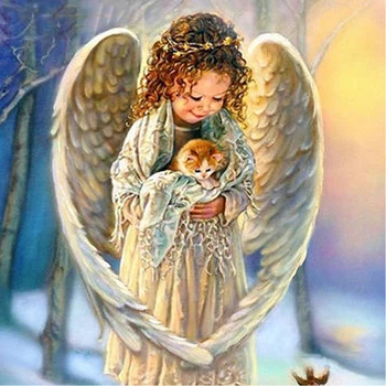 

Diamond Painting Angel Girl Cat Diamond Mosaic Diamond Embroidery Painting Rhinestones Needlework DIY Europe Crafts