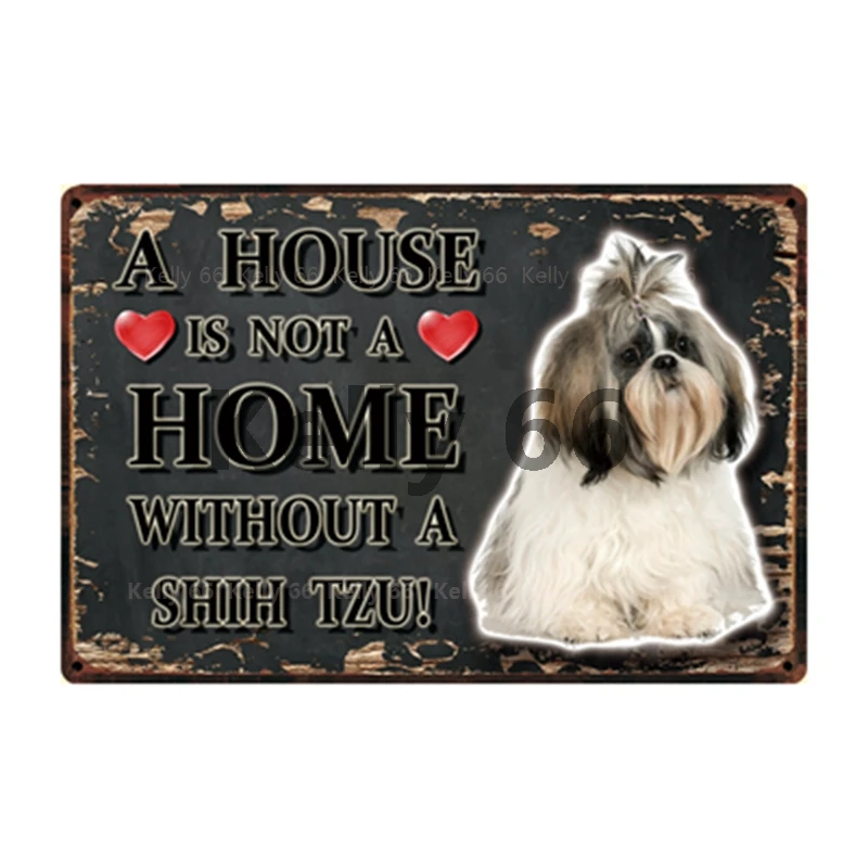 [Kelly66] Домашние животные, собаки, померанский мопс, Шиба-ину, Йоркский оловянный плакат, металлический знак, домашний декор, настенная живопись 20*30 см, размер Dy111