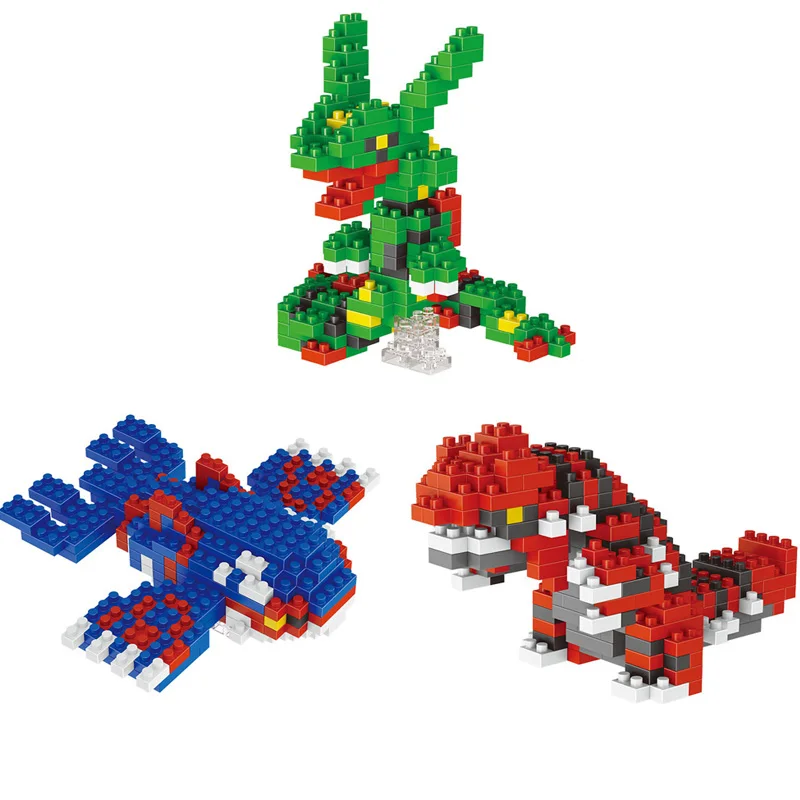 

cartoon game nanobrick nintendoes Legendary poke monsters Gem building brick Rayquaza Groudon Kyogre micro diamond block toy