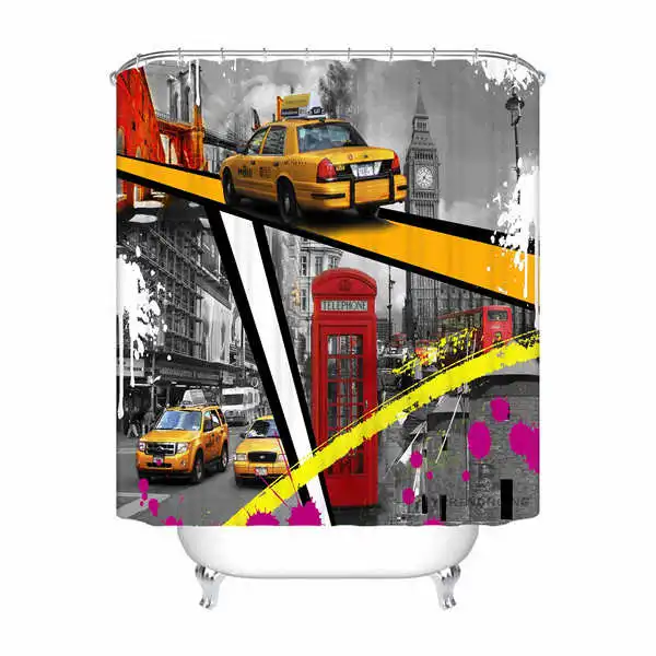 Shower Curtain Пользовательские Водонепроницаемый душ Шторы розовый ретро Архитектура печатных Ванная комната Декор различные размеры#180324-01-19 - Цвет: Shower Curtain