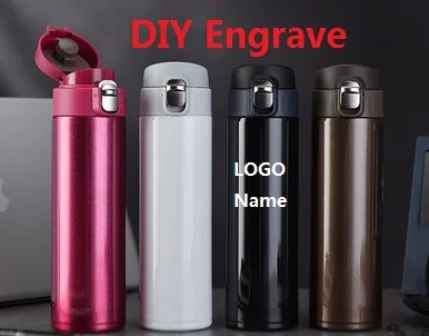 500ML Thermos DIY Customize Laser Engrave LOGO Name Driver Car Travel Vacuum Flasks Steel Double Wall Thermal Cup Bottle MAZWEI | Дом и сад