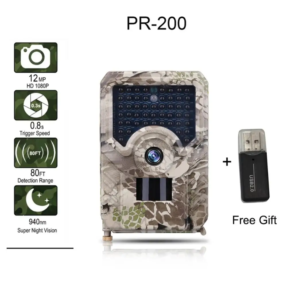 PR-200 PR-200 камера для слежения, водонепроницаемая камера для дикой природы, 12MP, 950nm, Infared, Ночной разведчик, дикая, Охотничья, фото-ловушка, камера - Цвет: PR-200