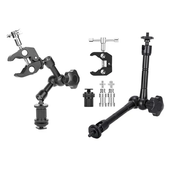 

2 Set ic Arm Articulating Friction Arm Super Clamp Adjustable Rod Clamp Pliers Clip - 11 Inch & 7 Inch