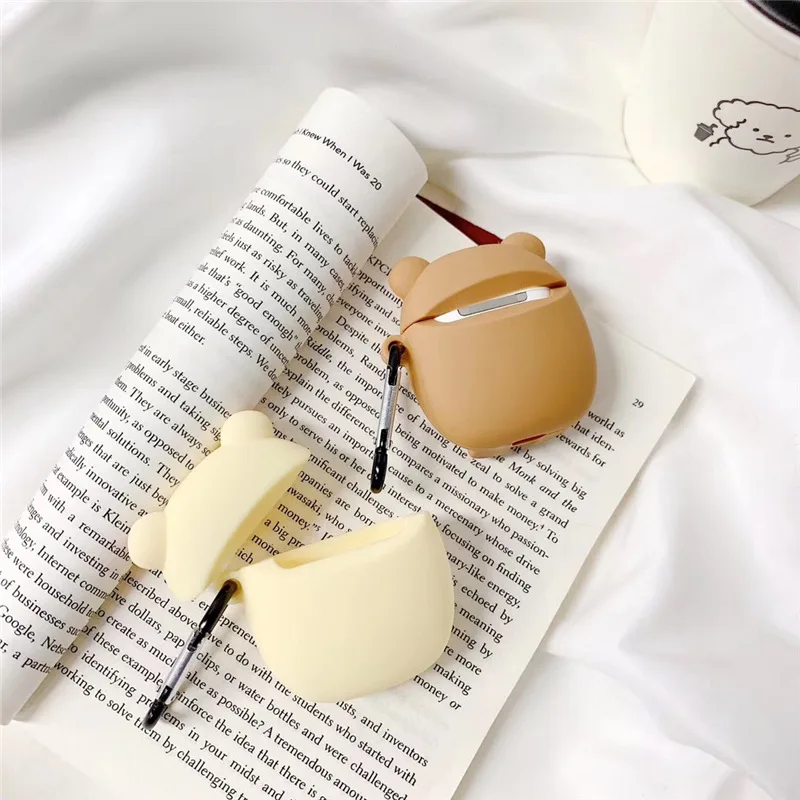 3D Case for AirPods Cute Silicone Cover Bluetooth Earphone Protective Case for Airpods 2 with Finger Ring Cartoon Rilakkuma