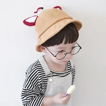 

New Spring Cute Baby Hat 0-2T Baby Boys Girl Toddler Solid Print Bucket Hats With Ear Design Caps Reversible Sun Headwear