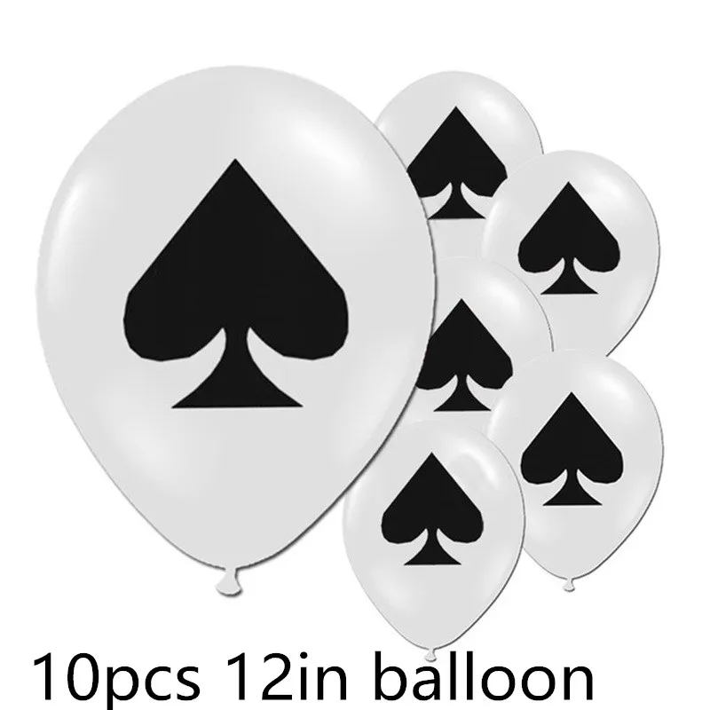 Вечерние принадлежности для украшения игральных карт, одноразовые столовые приборы, набор баннеров, воздушных шаров для взрослых, игрушки для покера, вечерние украшения - Цвет: 10PCS Spades