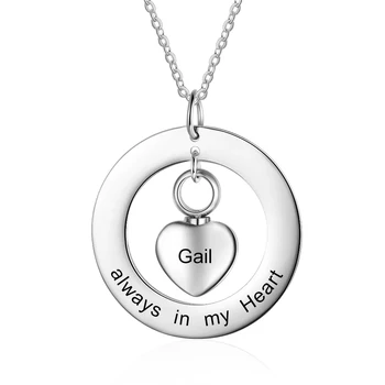 

Personalized Heart Pendant Cremation Urn Necklace for Ashes Memorial Jewelry Free Engraving Stainless Steel Necklaces