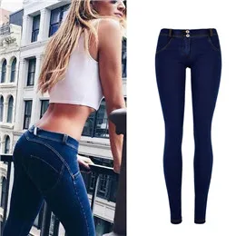 New Fashion Women's Mid-Waist Slim Double-sided Metallic Elastic Foot Jeans Washed Popular Large Size Casual Jeans