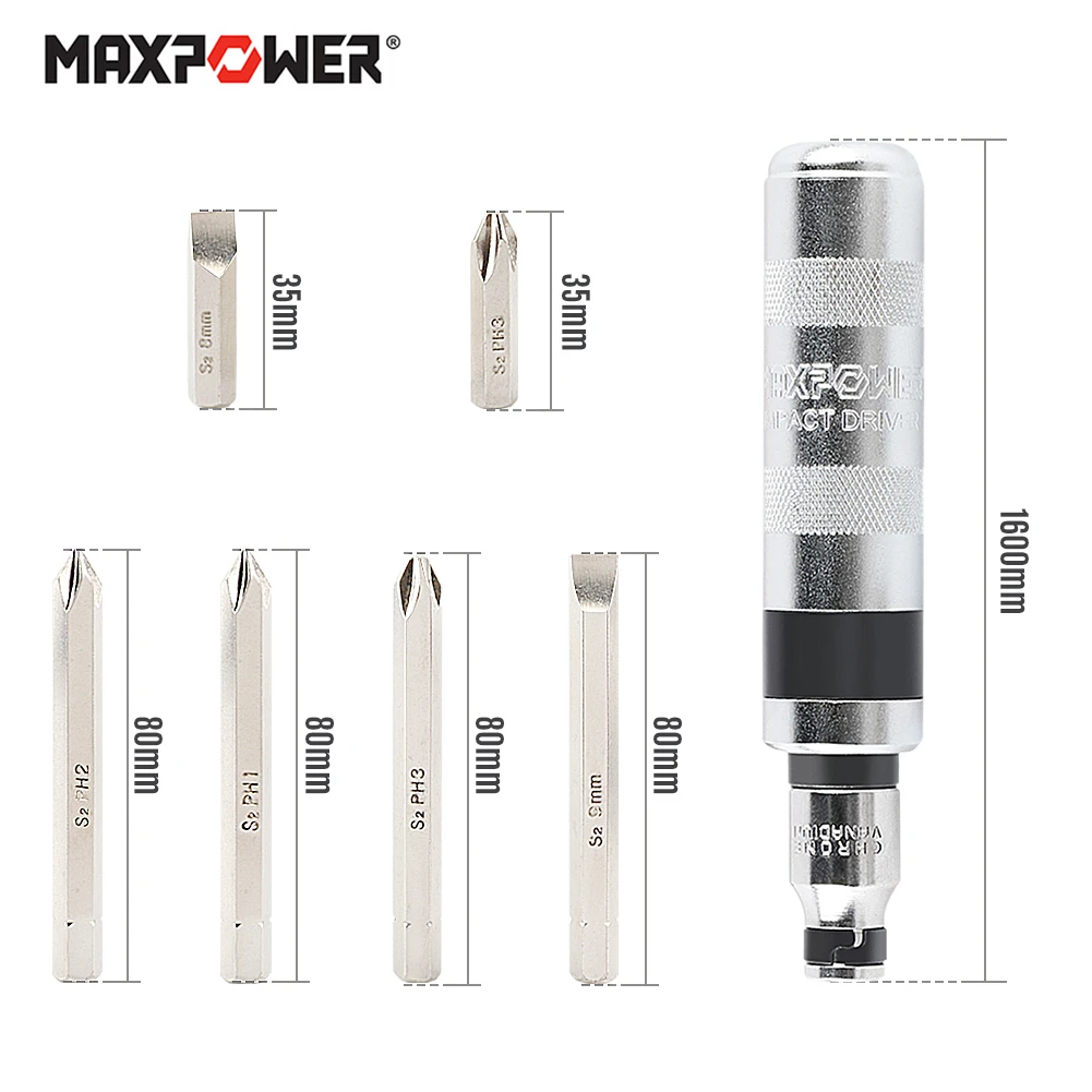 7PCS Professional Portable Impact Driver Screwdriver Set For Loosening Frozen Bolts And Stubborn Fasteners With Non-Slip Handle
