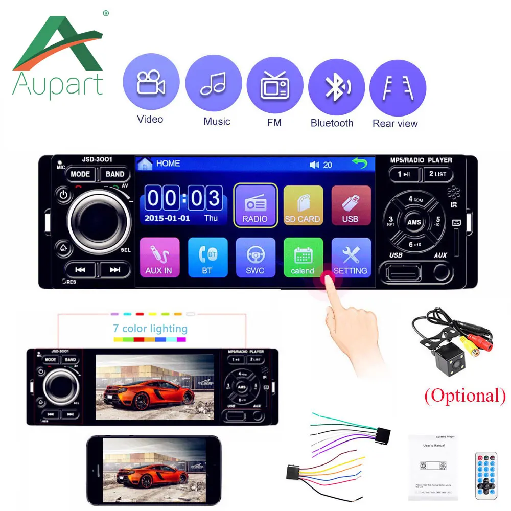 

autoradio 1 din car mp5 player 4" Touch Screen estereo para carro oto teypleri car radio coche rear view camera mirror link aux