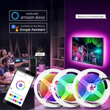 EeeToo Wifi Intelligente HA CONDOTTO LA Luce di Striscia 5m RGB Nastro Diodo Neon Nastro Tira fita 12V Intelligente Flessibile LED luce di striscia String Wifi(China)