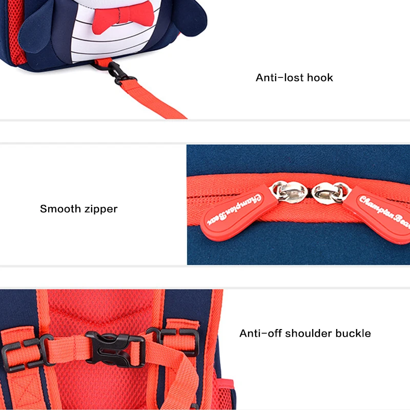 Ортопедические детские милые Мультяшные школьные сумки с животными для мальчика, красный маленький детский рюкзак, светильник