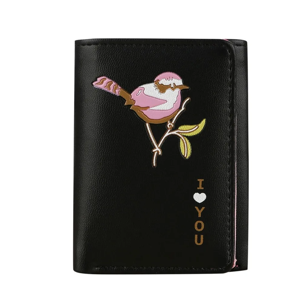 Women Wallet Fashion Mini Trend Solid Color Short Print Cute Cartoon Leather Clutch Bags Coin Purse Card Holder Wallet  (5)
