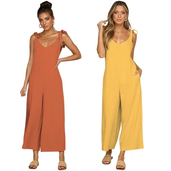 

New Summer Women Casual Loose Jumpsuit Sexy Jumpsuit Sleeveless Backless Jumpsuit Trousers Overalls