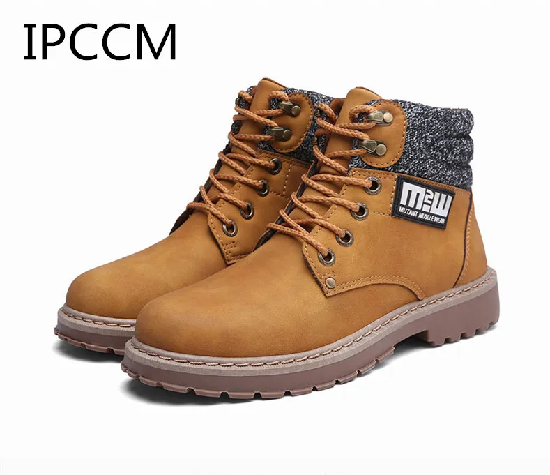 

2019 Autumn And Winter New Hot Sale Fashion Casual Men's Front Tie Warm And Velvet Work Boots Retro Trend High Help