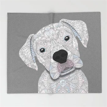 

Cute White Boxer Throw Blanket Warm Microfiber Sofa Bedding