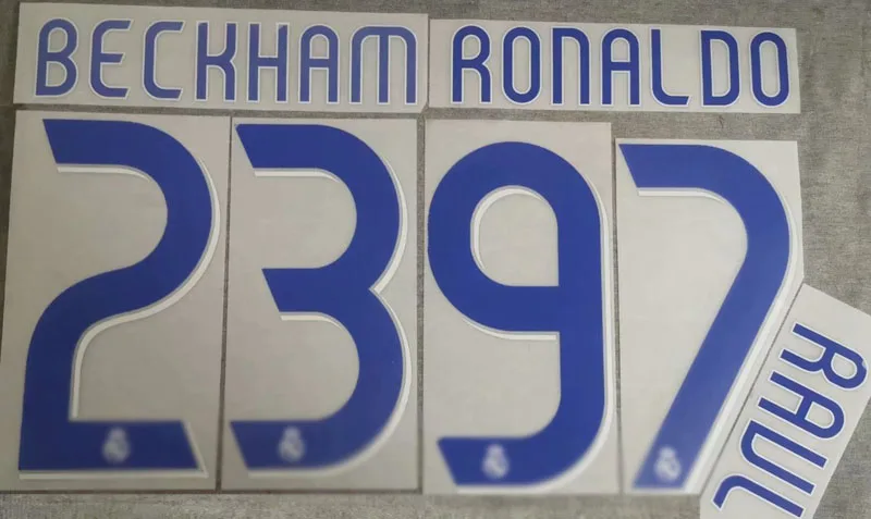2006 2007 #23 becкхэм Nameset #7 Рауль #9 Роналду печать Тепловая футбольная имя и номер | Дом