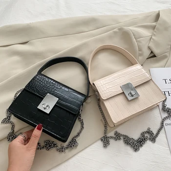 

Fashion Chain Shoulder Bag Women 2020 PU Leather Lady Simple Mini Tote Messenger Crossbody Female Small Top-handle Handbag Pouch