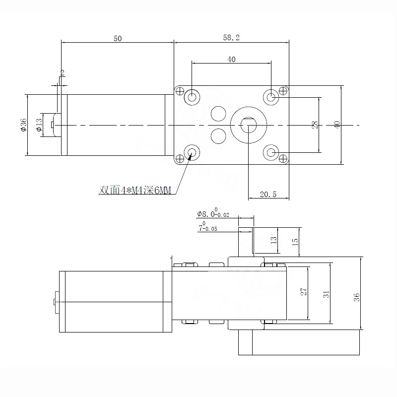 8-470RPM, alto torque, 12V, 24V, eixo duplo,