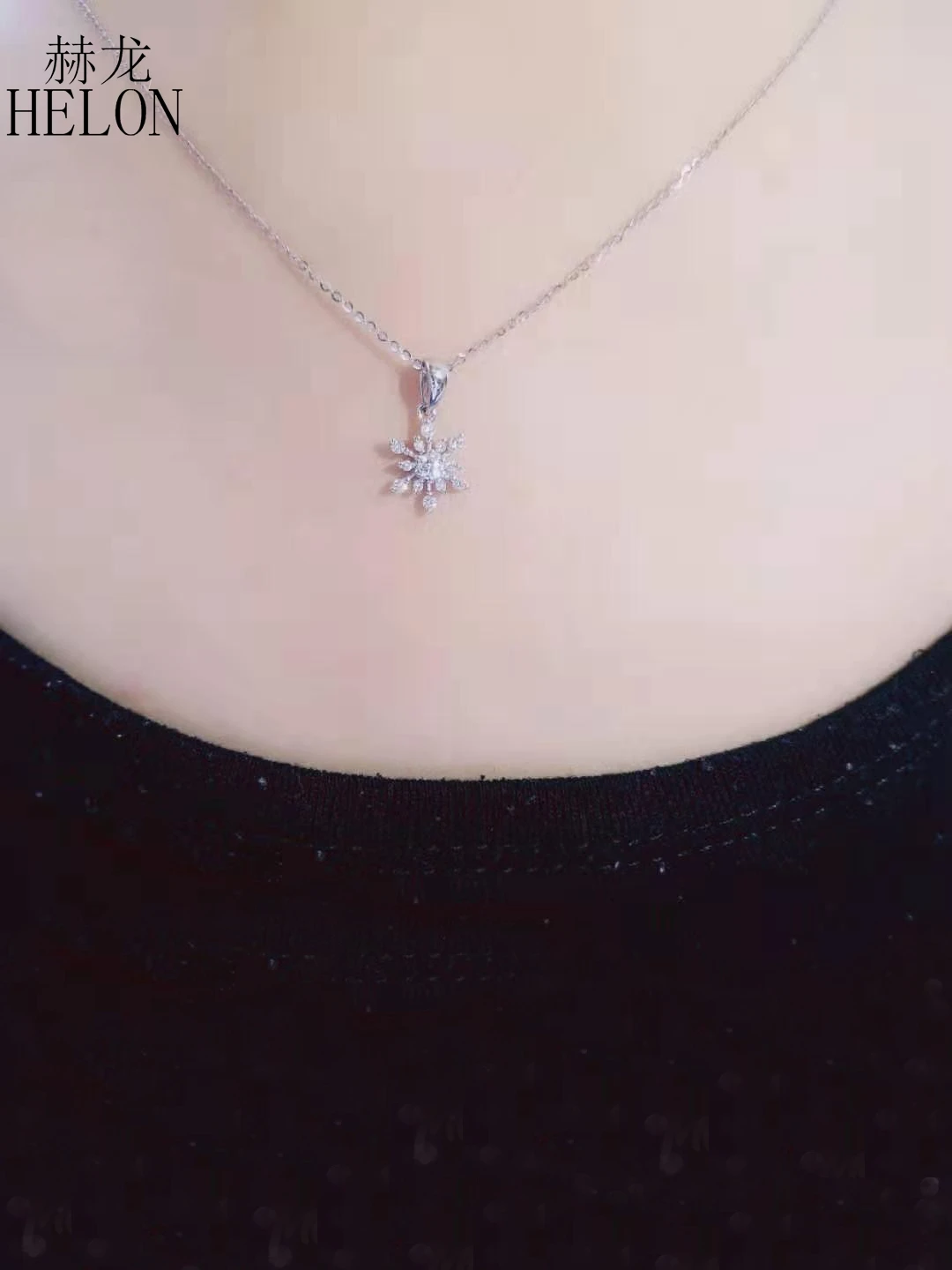 HELON Solid 18K Белое Золото AU750 0.28CT натуральные бриллианты Ожерелье Подвеска Мода классический замок цепь Шарм подарок ювелирные изделия ожерелье