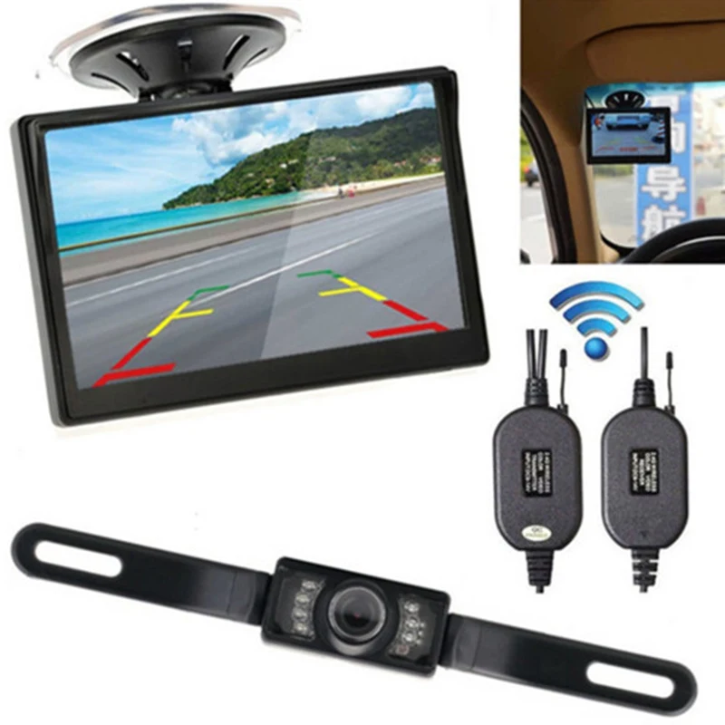 

5 inch TFT car rear view spare display + wireless night vision camera ATF rear view camera HD video Auto parts