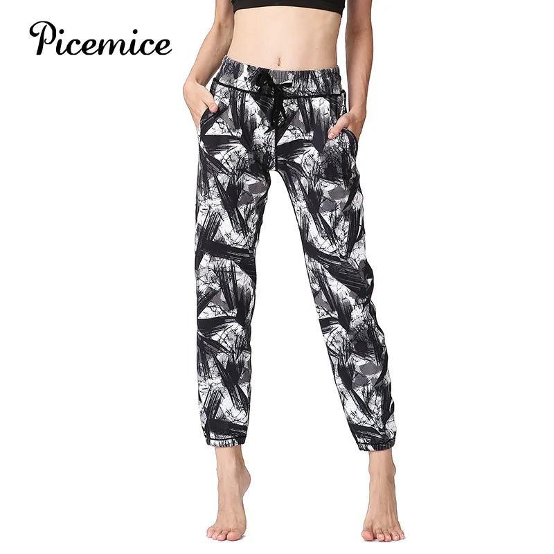 

Ladies Comfy Yoga Pant Black White Printing Sexy Women Harem Pants Trousers Indian Summer Loose Yoga Pants