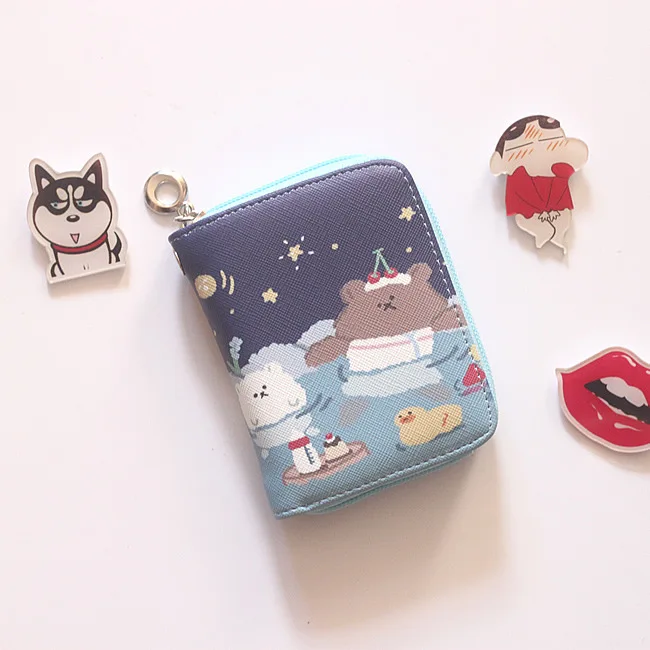 Золотой Mini Bear PU Leather Woman Wallet Cute Students Wallets Korean Style Woman Redit Card Holders Chic Female Coin Purse - Цвет: Золотой