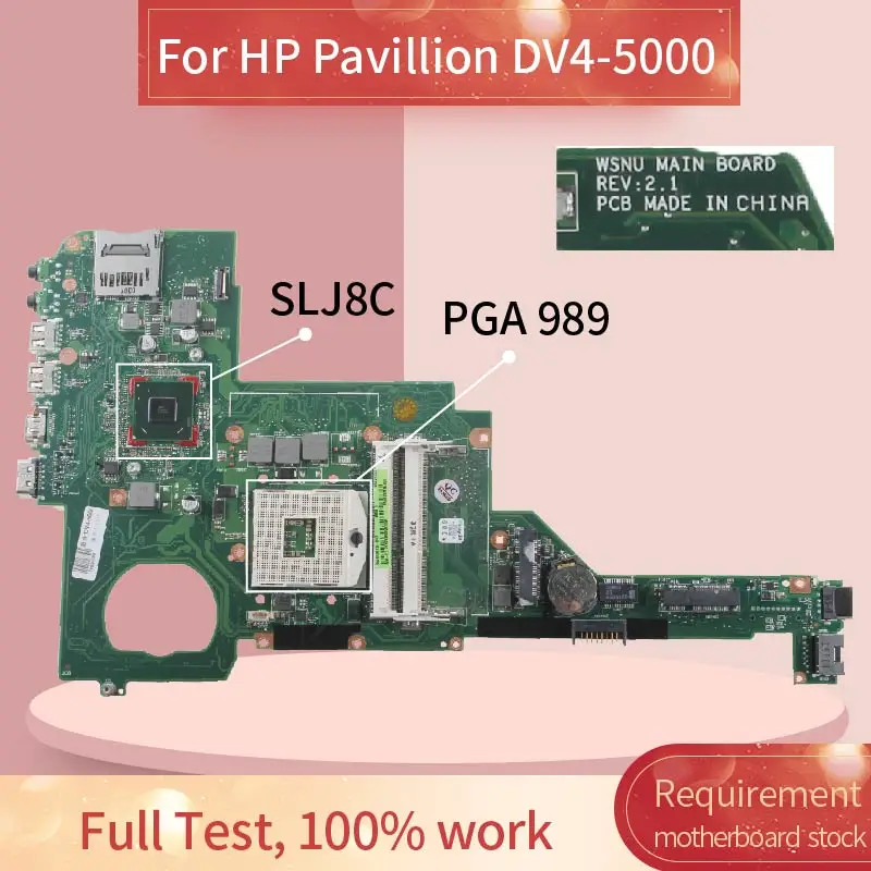 Материнская плата для ноутбука HP 676756-501 676756-001 DV4 DV4-5000 HM75 материнская WSNU REV.2.1 SLJ8C DDR3 |