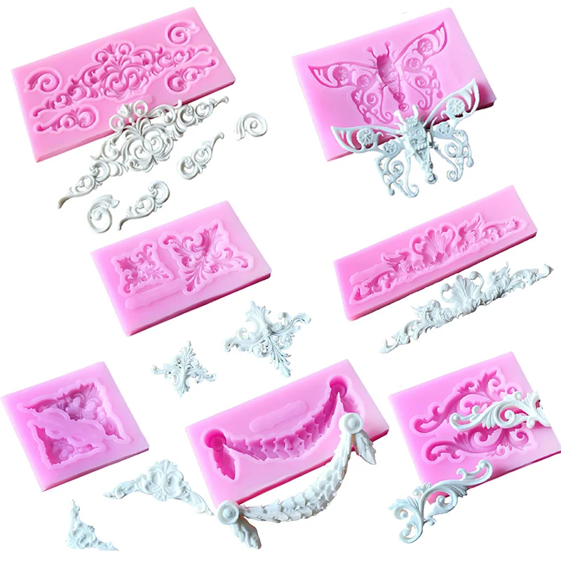 Gumpaste Mold Cake-Decorating-Tools Cupcake Frame Silicone-Mold 3d-Craft Baking Fondant