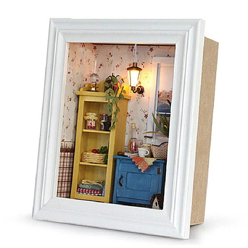 Кукольный дом рамка с миниатюрной мебель Наборы DIY деревянный кукольный домик Miniaturas деревянный пазл игрушки для детей на день рождения, рождественские подарки - Цвет: 183