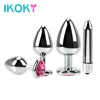 IKOKY Stainless Steel Anal Plug Bullet Vibrators Female Masturbation Prostate Massager Sex Toys For Men Butt Plug Vibrators 1