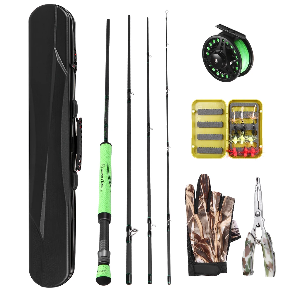 

Portable Fly Fishing Rod Reel Combo Carbon Fiber Fly Rod Pole Gloves Pliers with Carry Case Fishing Complete Package Fishing Set