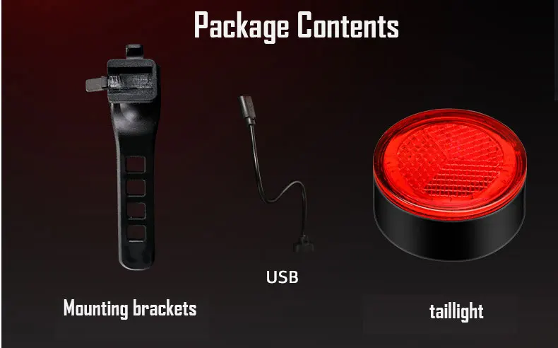 Bicycle Tail Light Bike Rear Bicycle Light Led Smart Auto Brake Sensing Light Usb Rechargeable Waterproof Warning Cycling